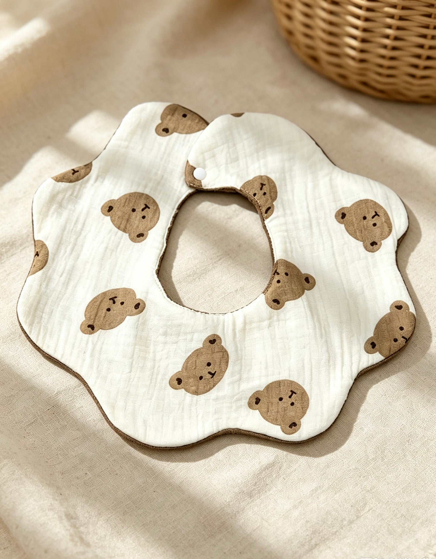 Kids Cotton Waterproof Stain-Resistant Bear Print Bib