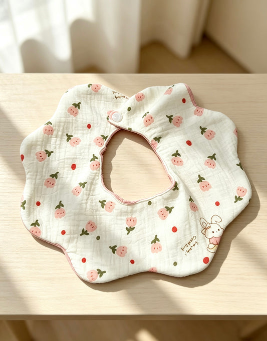 Kids Cotton Waterproof Stain-Resistant Garden Bunny Print Bib
