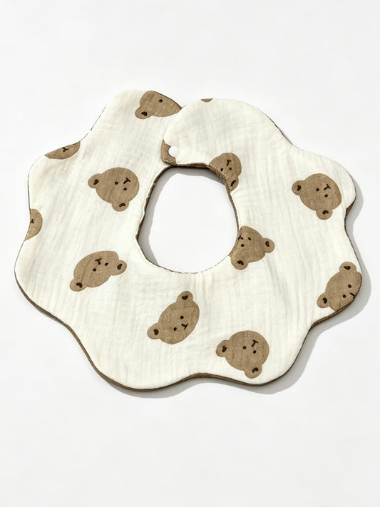 Kids Cotton Waterproof Stain-Resistant Bear Print Bib
