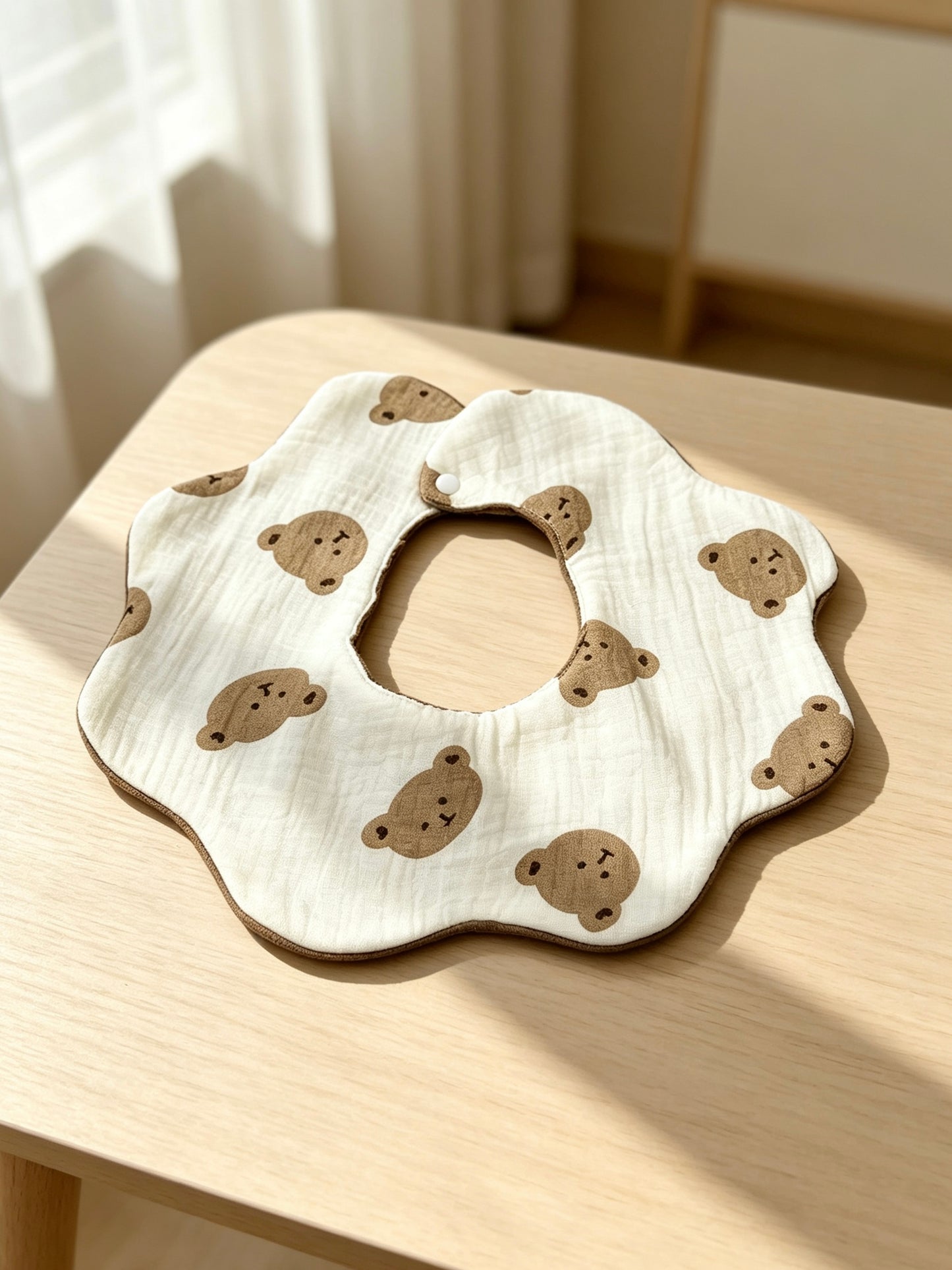 Kids Cotton Waterproof Stain-Resistant Bear Print Bib