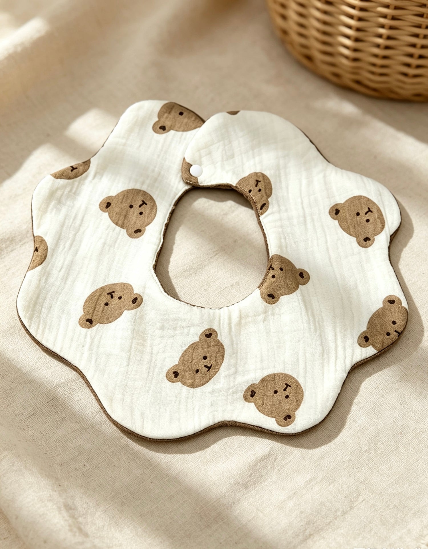 Kids Cotton Waterproof Stain-Resistant Bear Print Bib