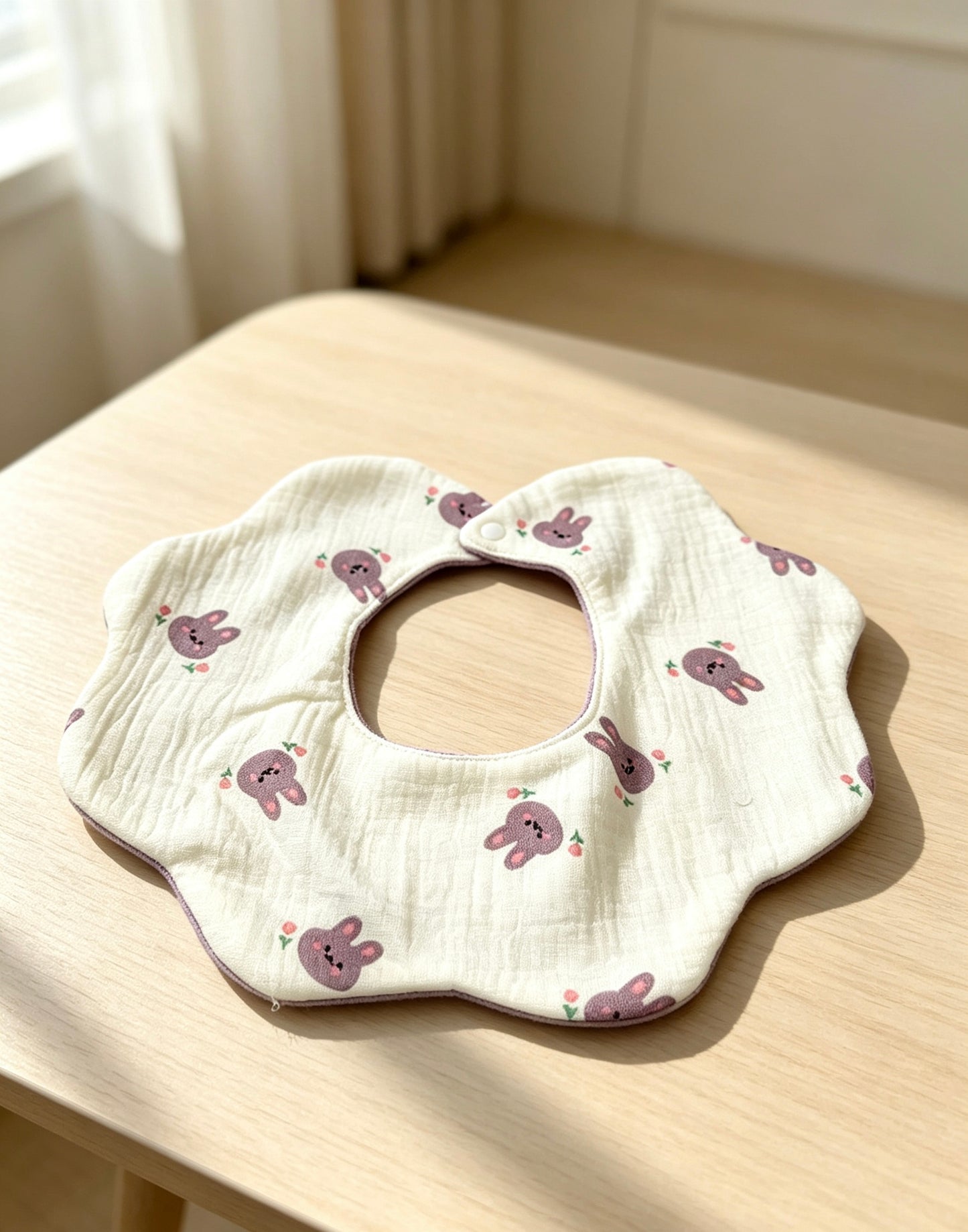 Kids Cotton Waterproof Stain-Resistant Bunny Print Bib