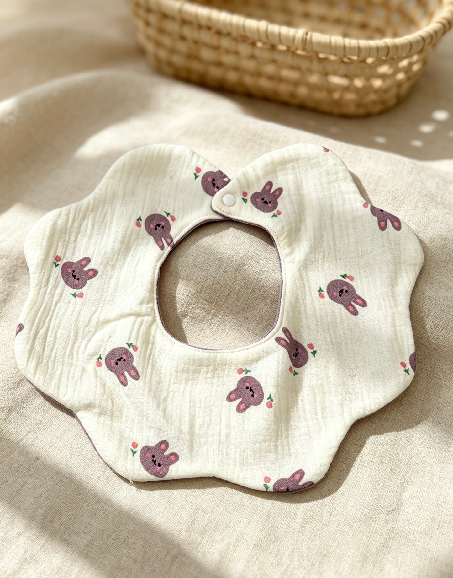 Kids Cotton Waterproof Stain-Resistant Bunny Print Bib