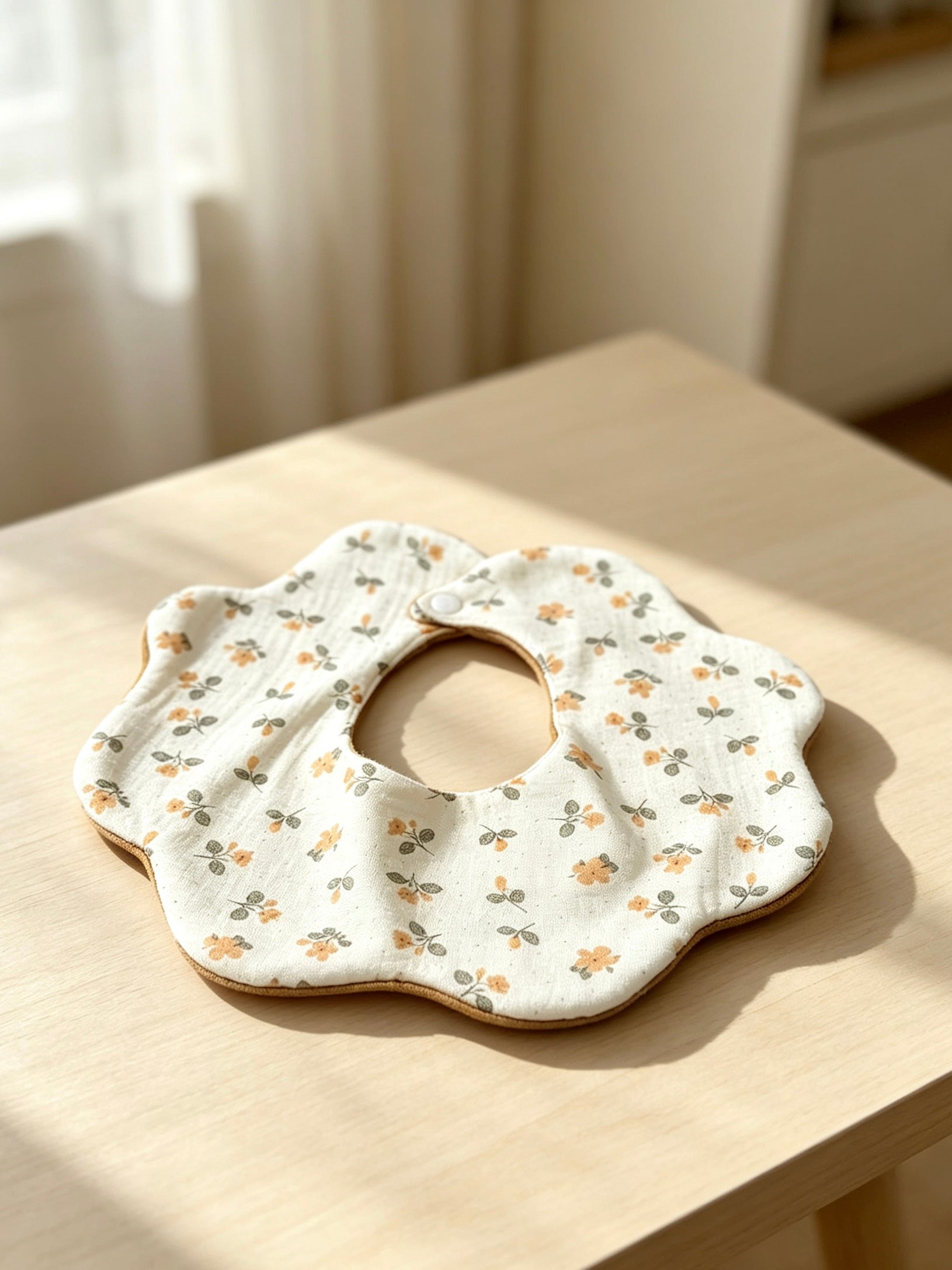 Kids Cotton Waterproof Stain-Resistant Camellia Print Bib