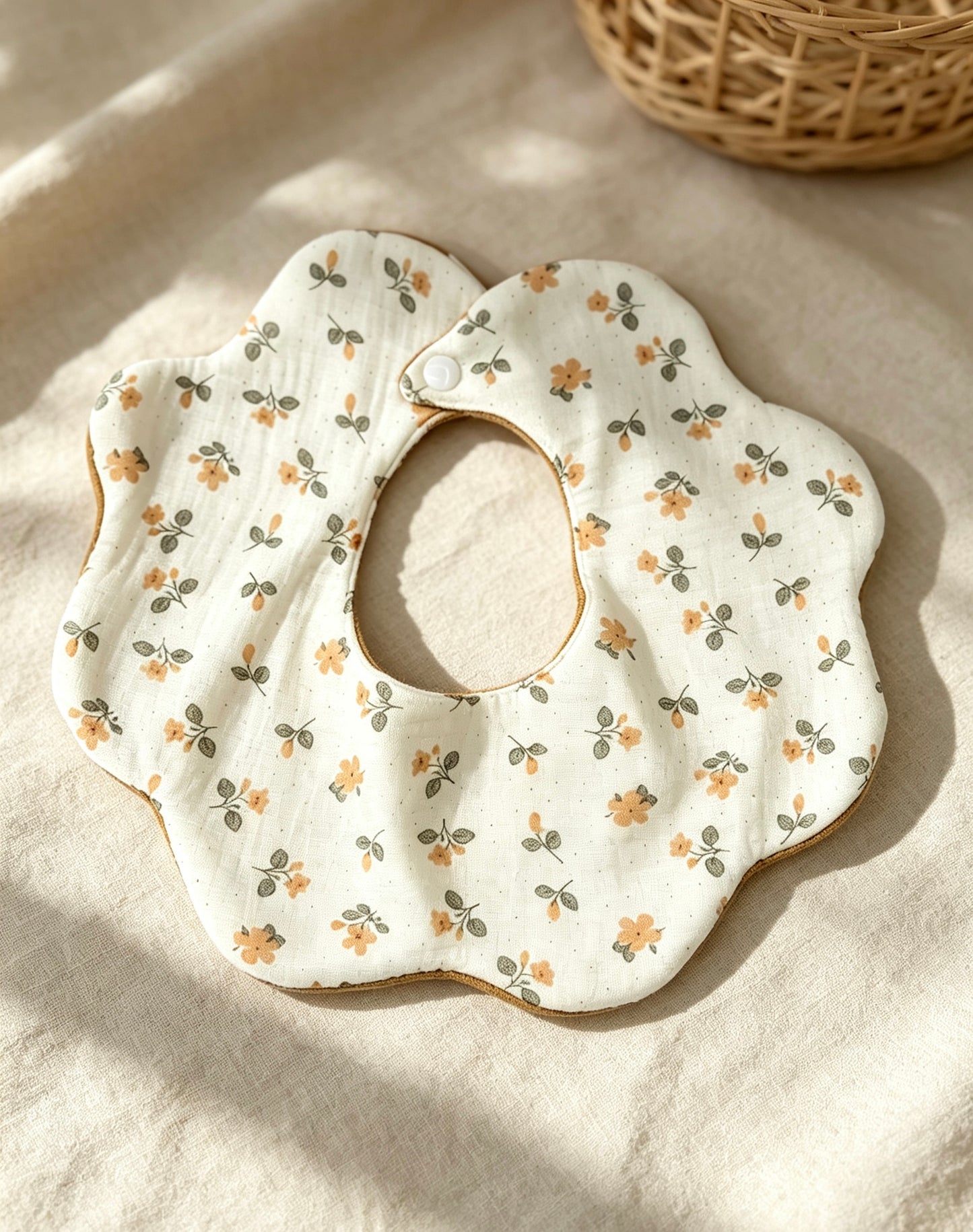 Kids Cotton Waterproof Stain-Resistant Camellia Print Bib