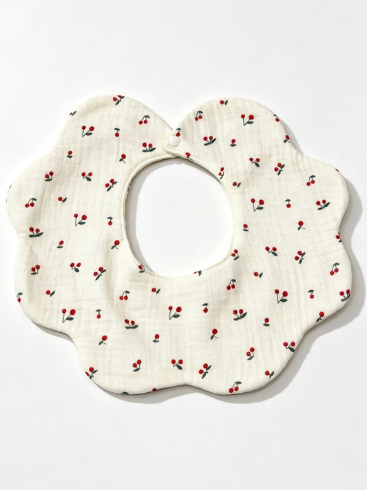 Kids Cotton Waterproof Stain-Resistant Cherry Print Bib