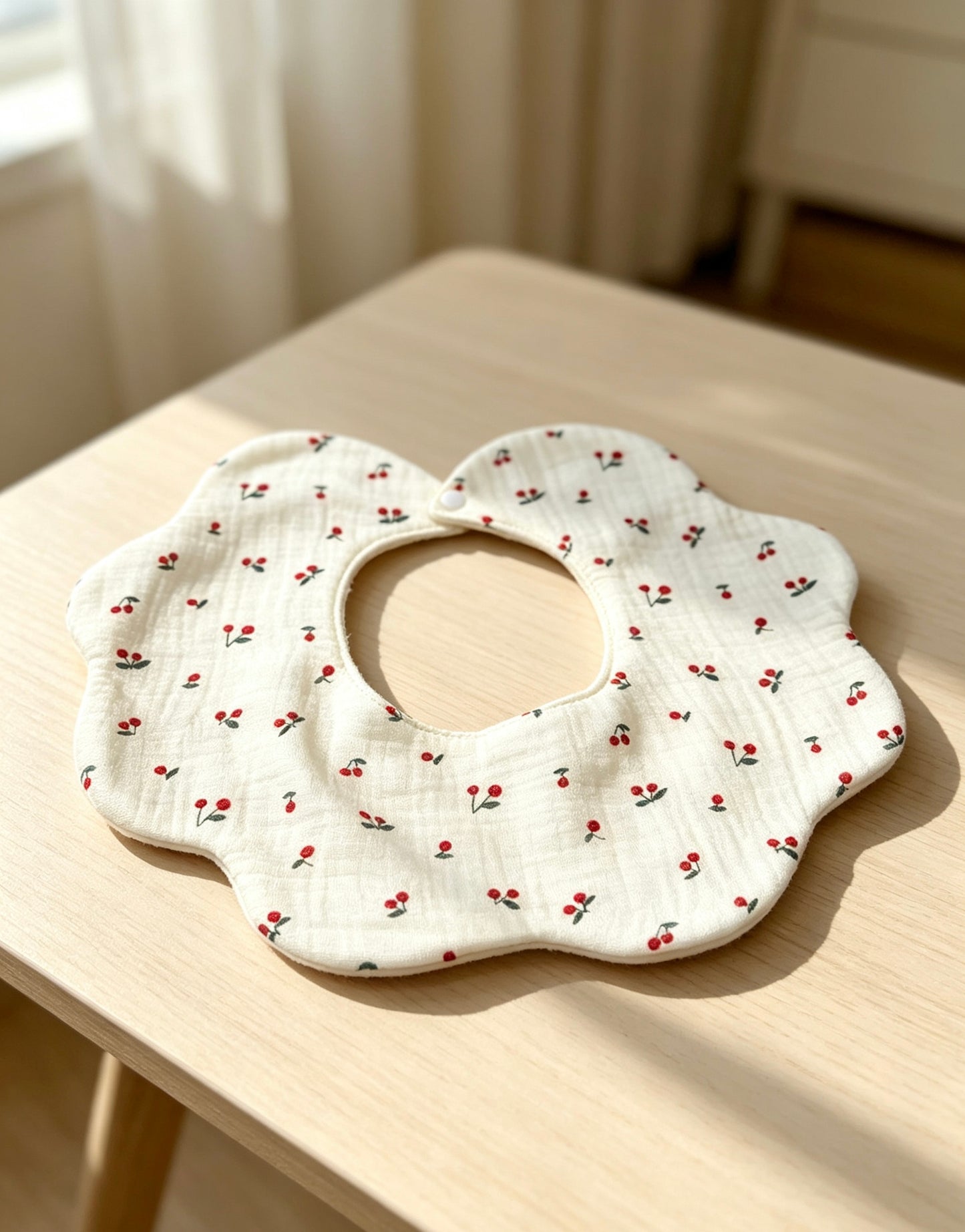 Kids Cotton Waterproof Stain-Resistant Cherry Print Bib