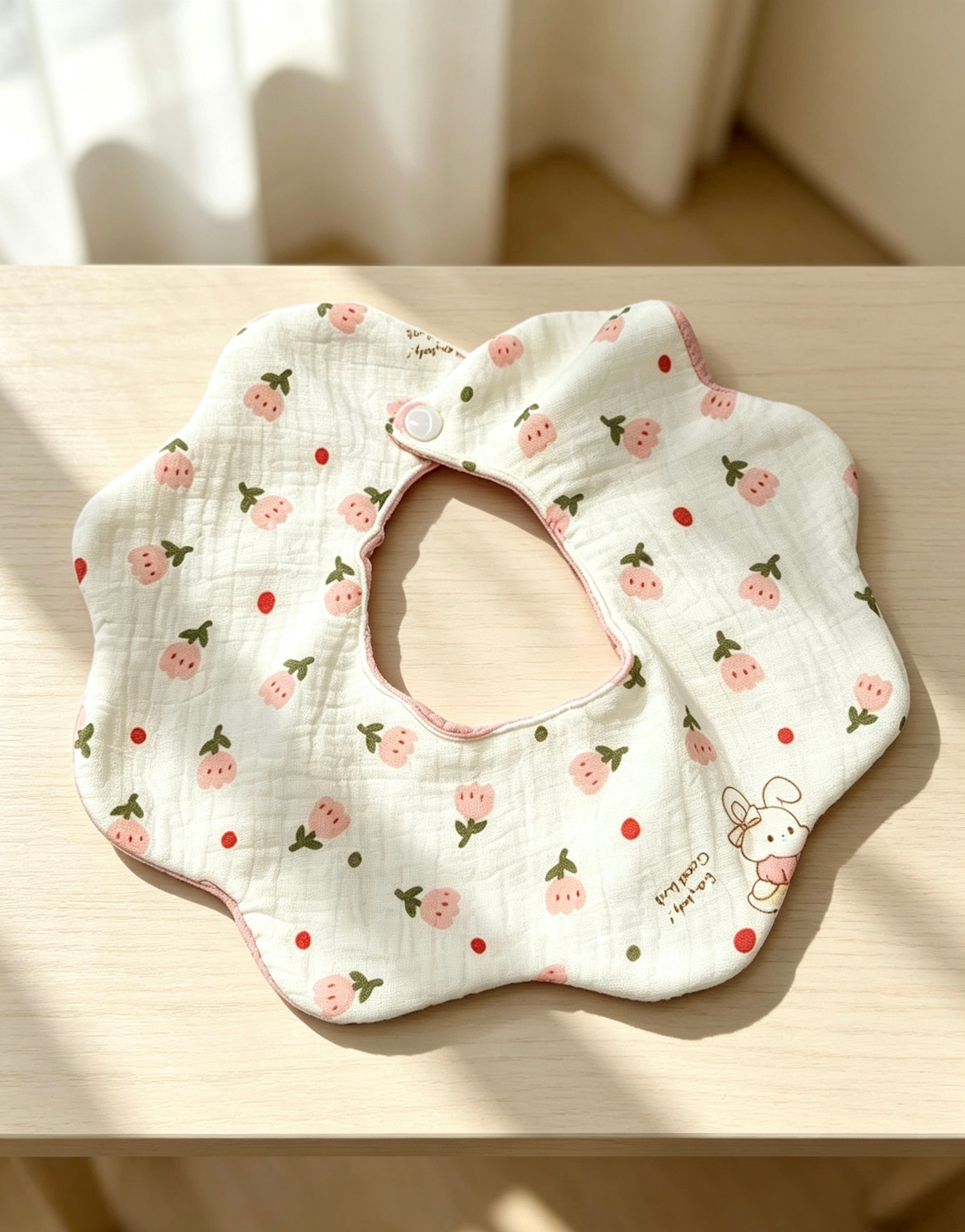 Kids Cotton Waterproof Stain-Resistant Garden Bunny Print Bib