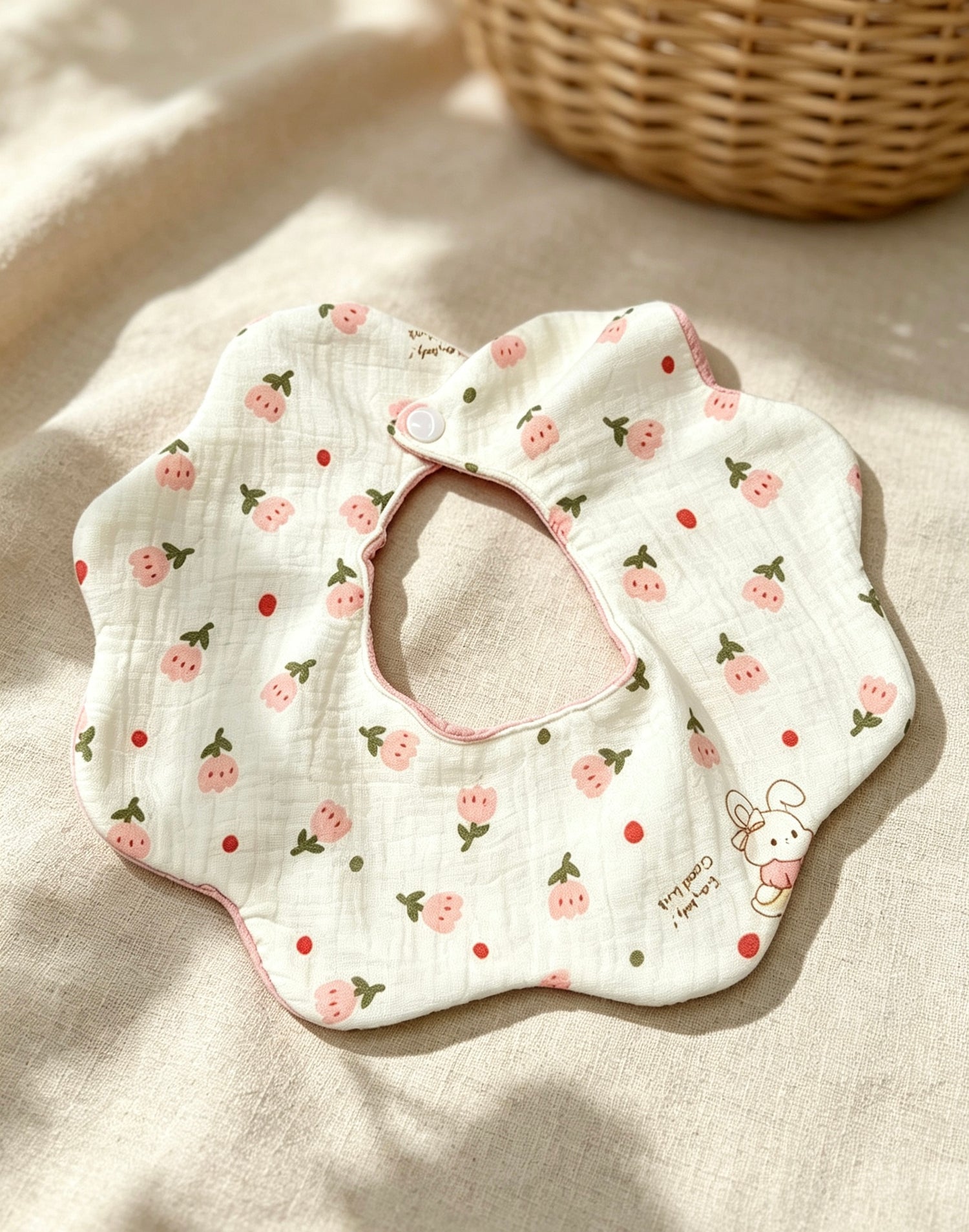 Kids Cotton Waterproof Stain-Resistant Garden Bunny Print Bib
