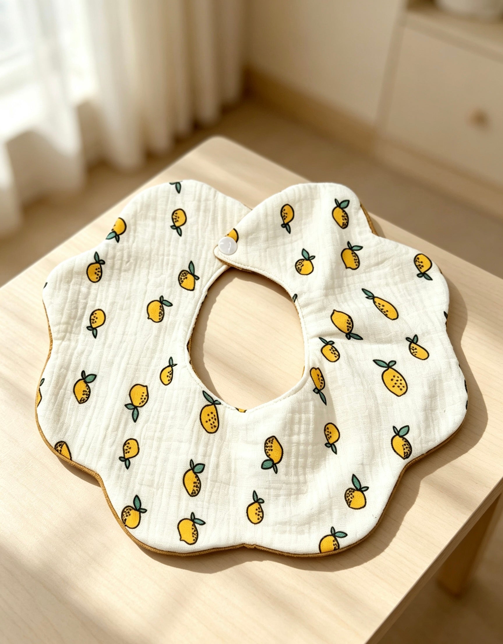 Kids Cotton Waterproof Stain-Resistant Lemon Print Bib