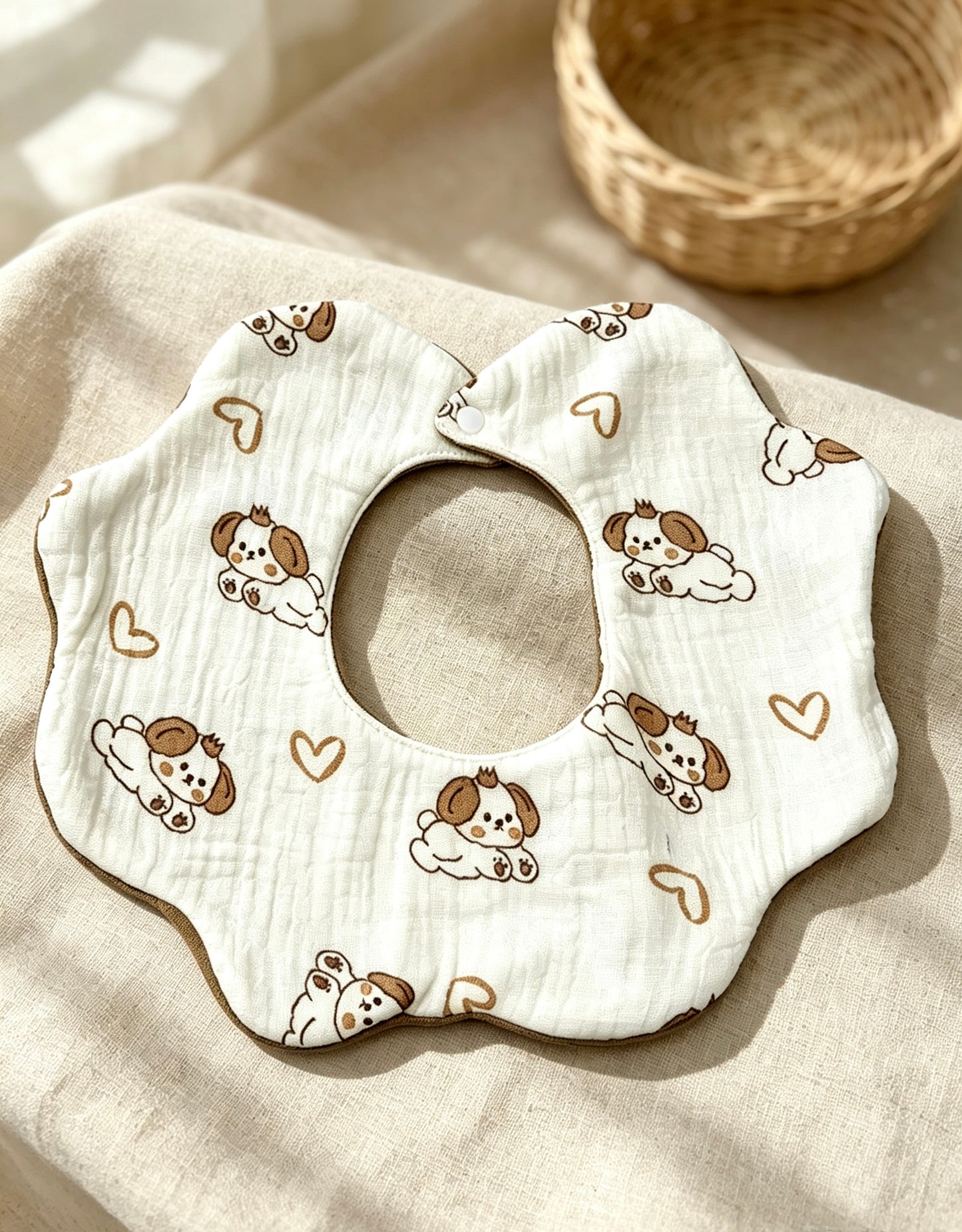 Kids Cotton Waterproof Stain-Resistant Puppy Heart Print Bib