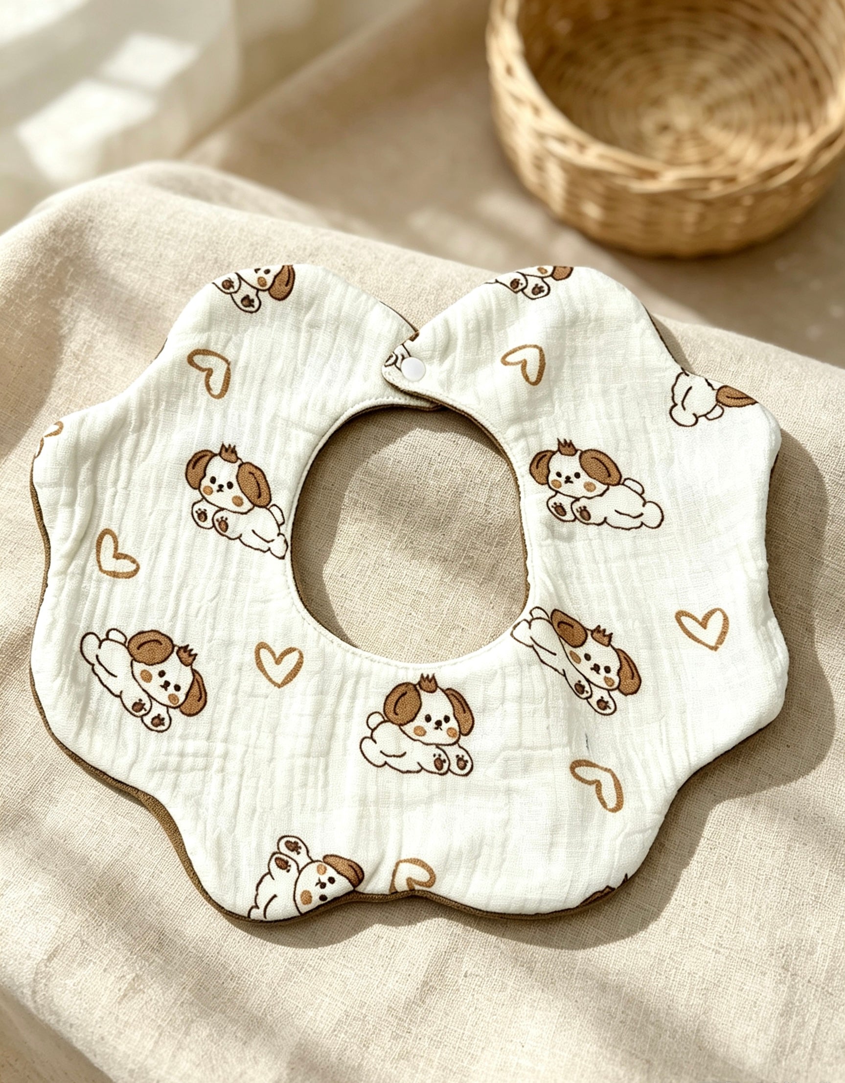 Kids Cotton Waterproof Stain-Resistant Puppy Heart Print Bib