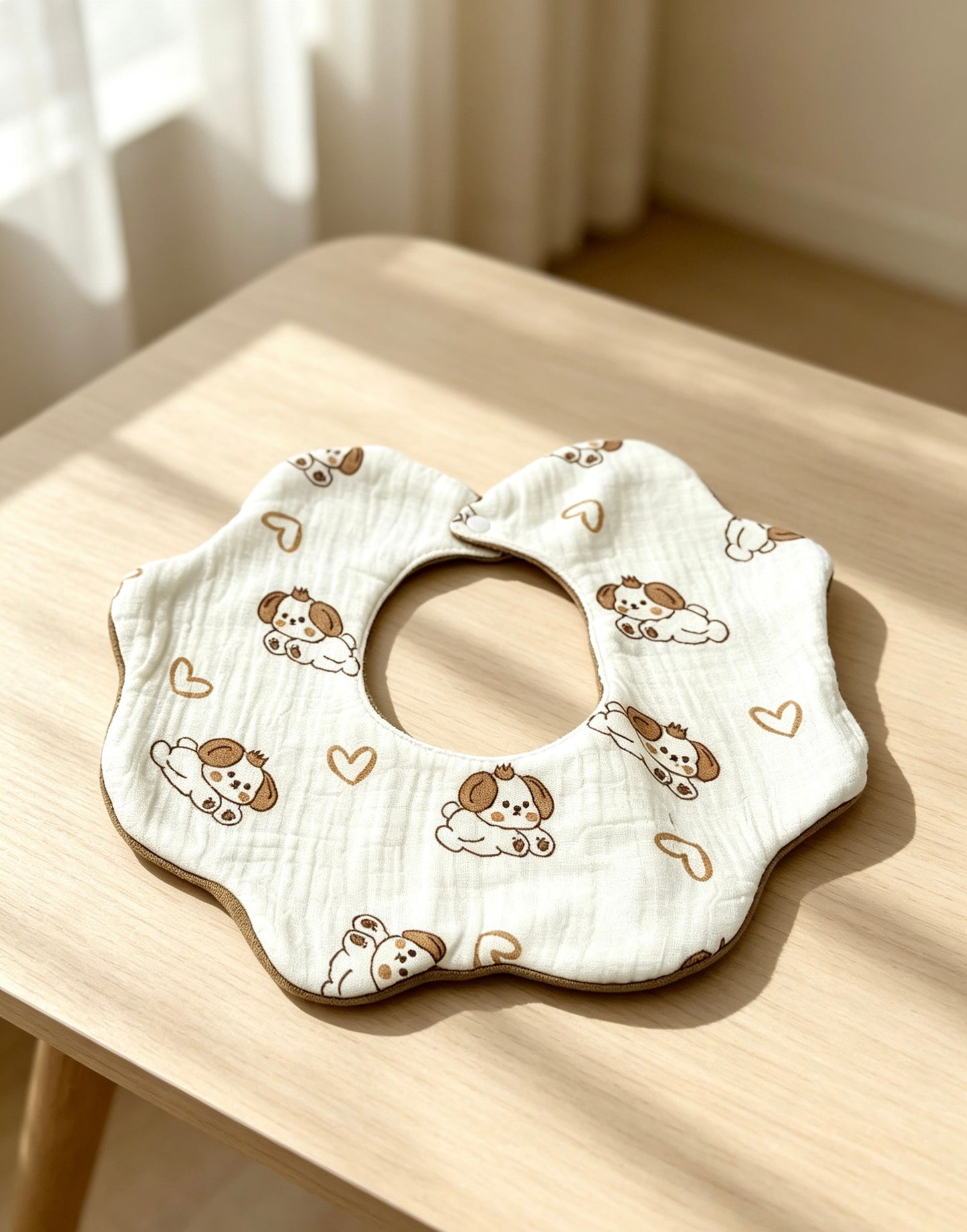 Kids Cotton Waterproof Stain-Resistant Puppy Heart Print Bib
