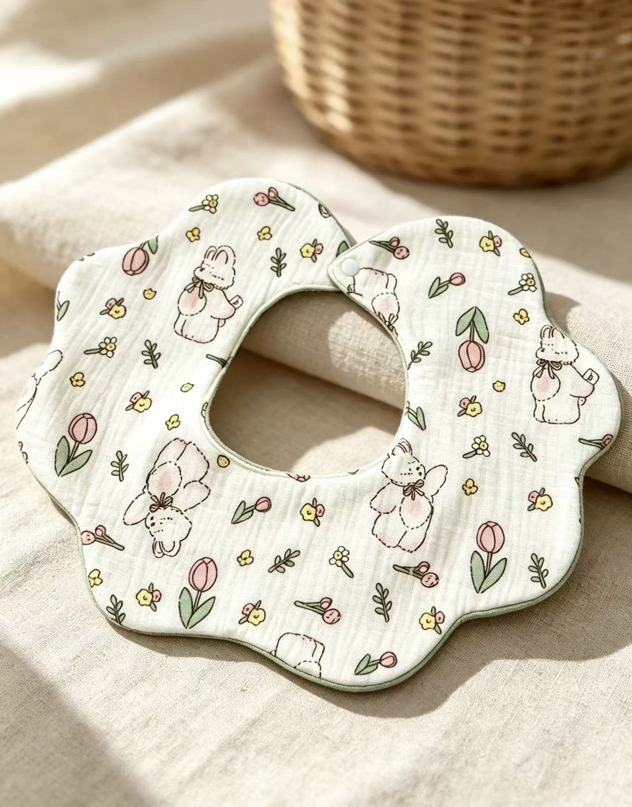 Kids Waterproof Bunny Print Bib Apron for Mealtime Clothing Protection