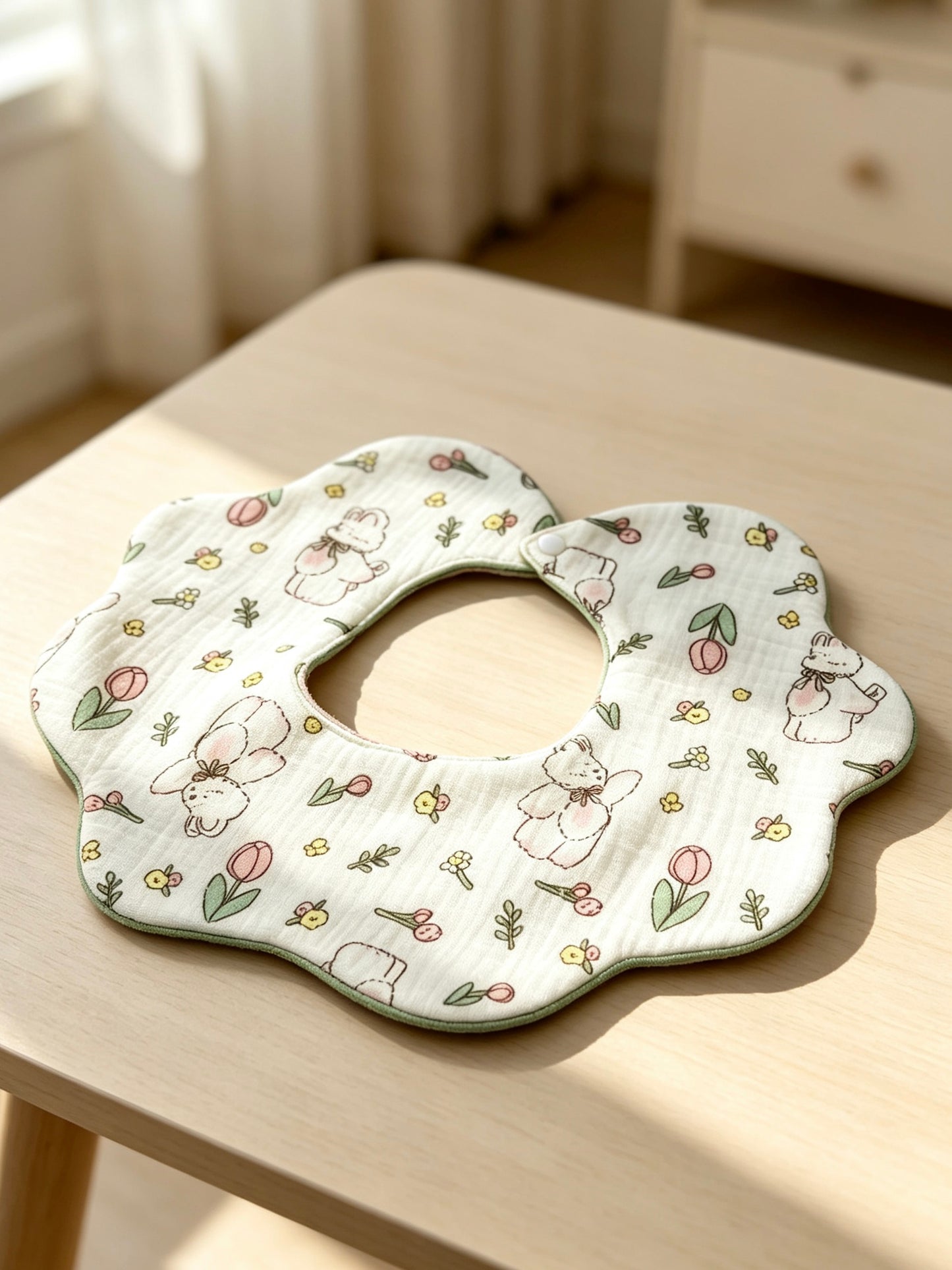 Kids Waterproof Bunny Print Bib Apron for Mealtime Clothing Protection