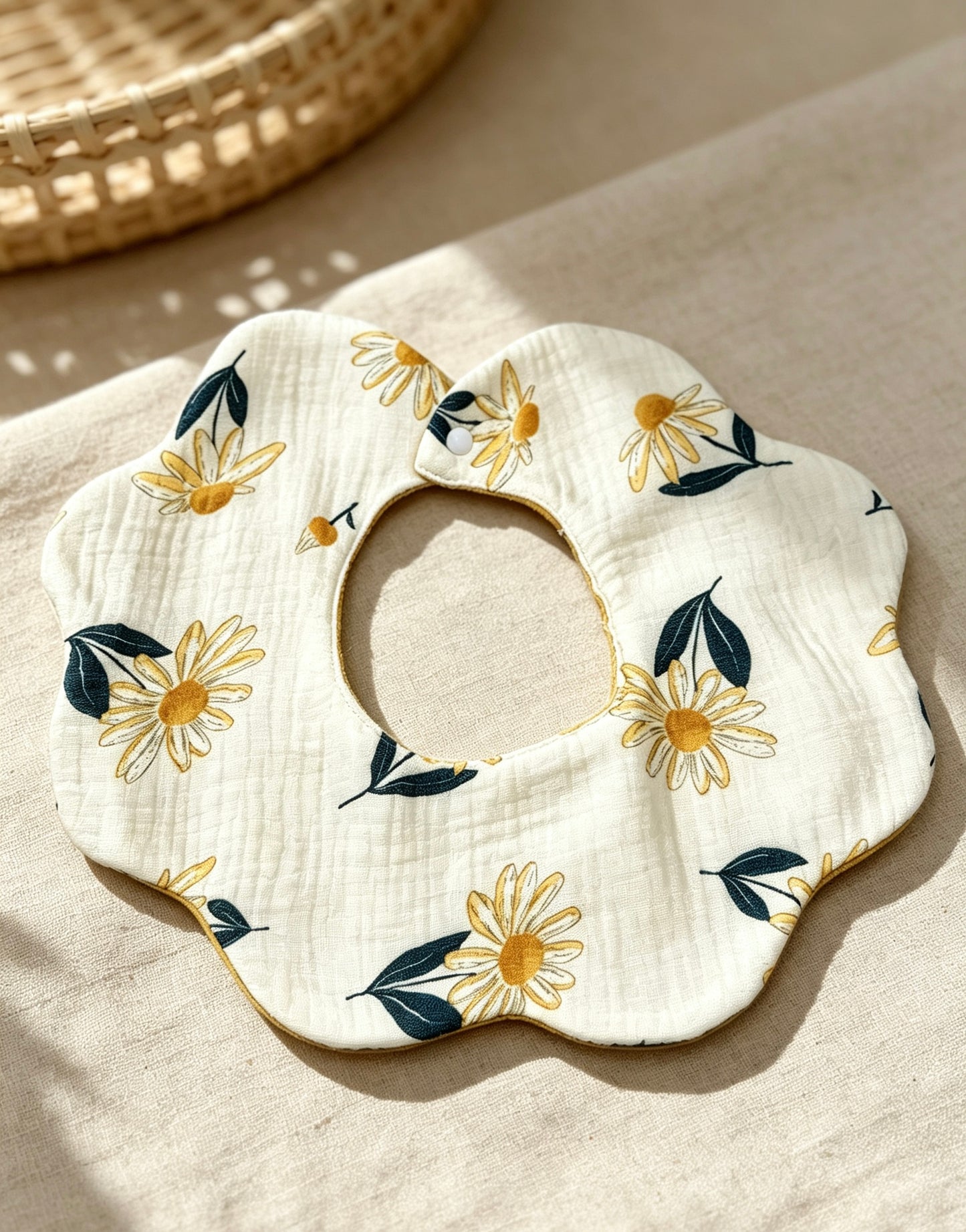 Kids Waterproof Daisy Print Bib Apron for Mealtime Clothing Protection
